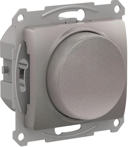 Светорегулятор поворотно-нажимной без рамки Systeme Electric Glossa 5-315Вт платина фото Светорегулятор поворотно-нажимной без рамки Systeme Electric Glossa 5-315Вт платина картинка